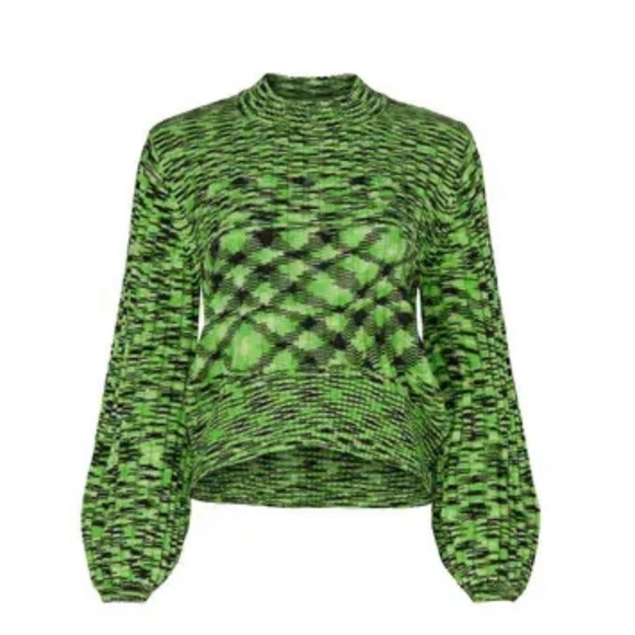 BlankNYC Women's Green The Clash Crew
Neck Balloon Sleeves Sweater - Picture 11 of 16
